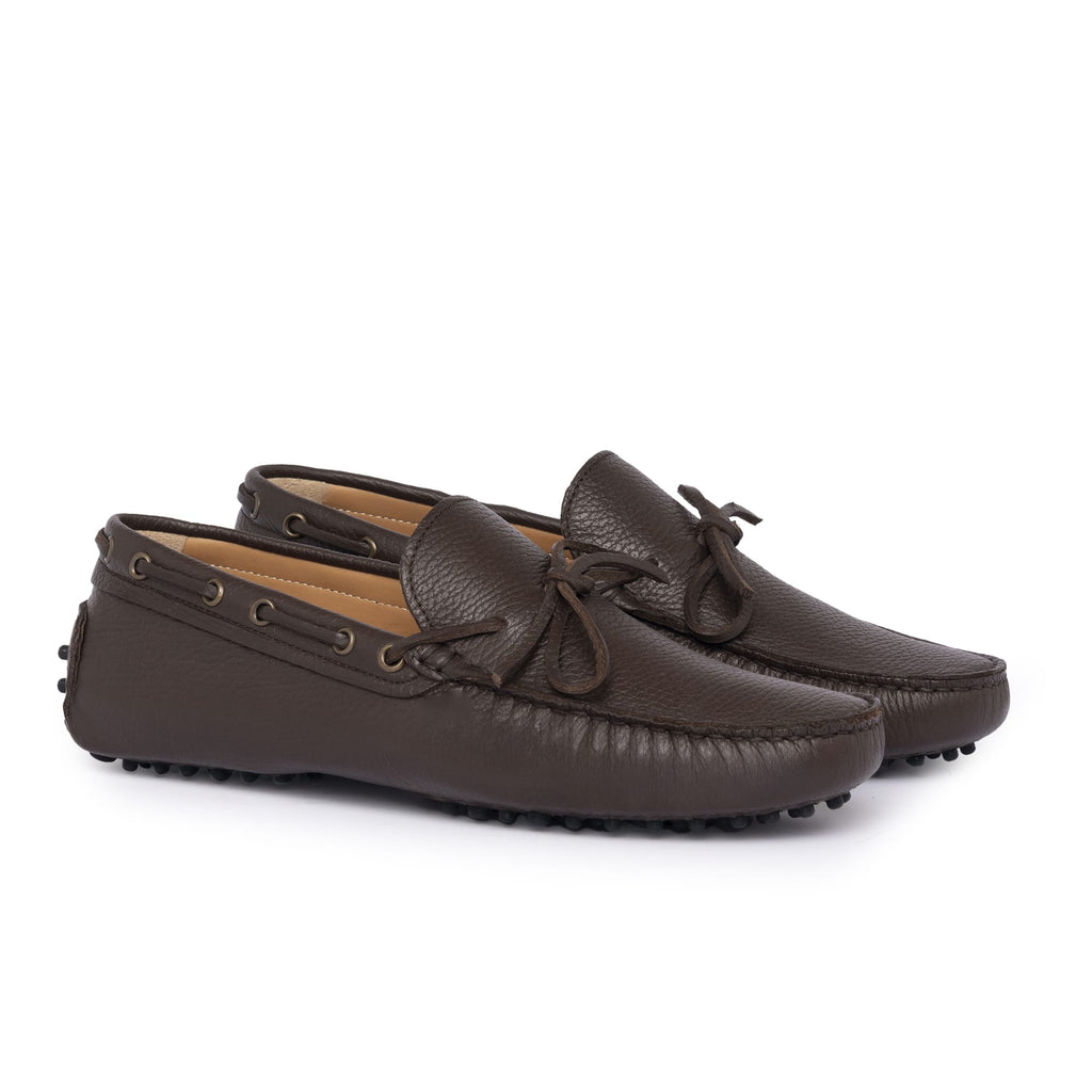 Leather Rubber Loafers - Dark Brown
