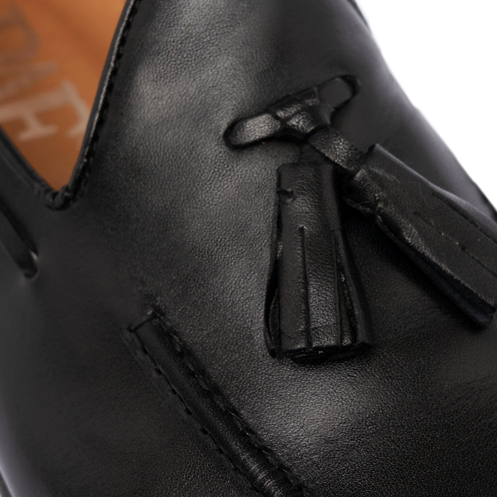 Leather Bow Loafers - Black