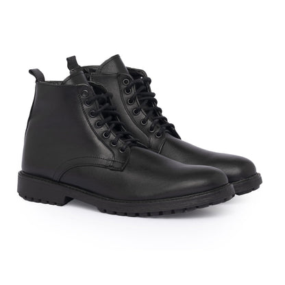 Smooth Leather Ankle Boots - Black