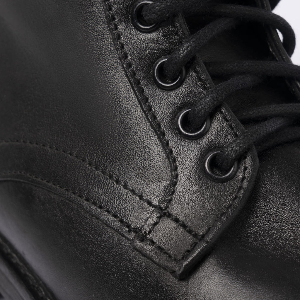Smooth Leather Ankle Boots - Black