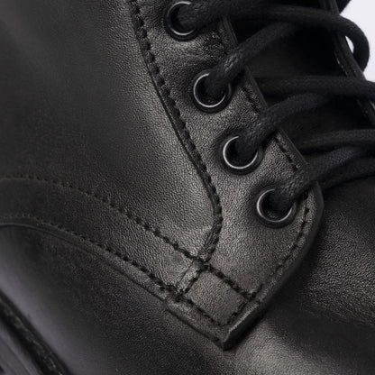 Smooth Leather Ankle Boots - Black
