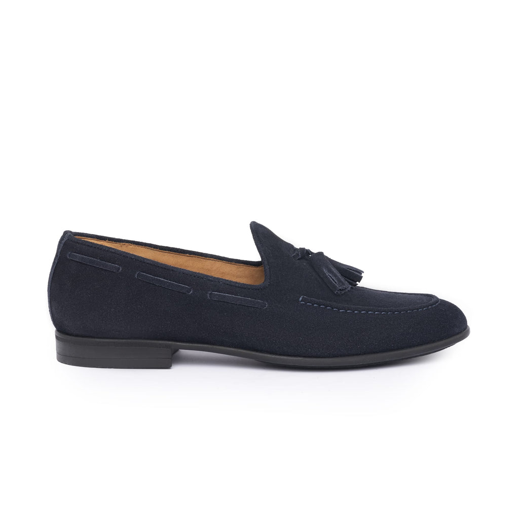 Suede Bow Loafers - Blue