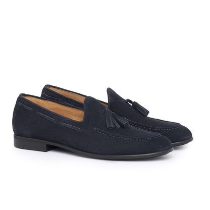 Suede Bow Loafers - Blue