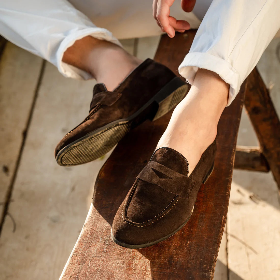 Suede Leather Loafers - Dark Brown